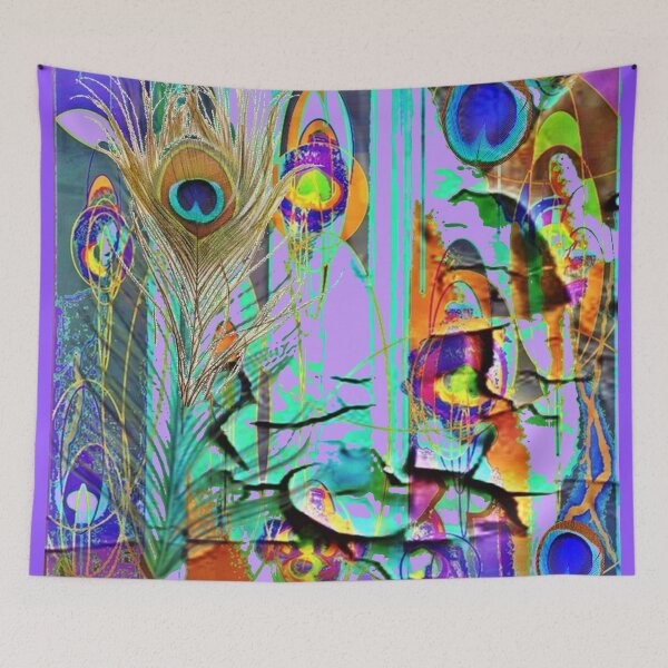 Item preview, DECORATIVE LILAC SHABBY CHIC PEELING PEACOCK WALLPAPER designed and sold by sharlesart.