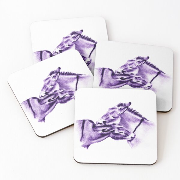 Item preview, Drawing of two donkeys scratching each other - purple and blue colored version designed and sold by SylvieG18.