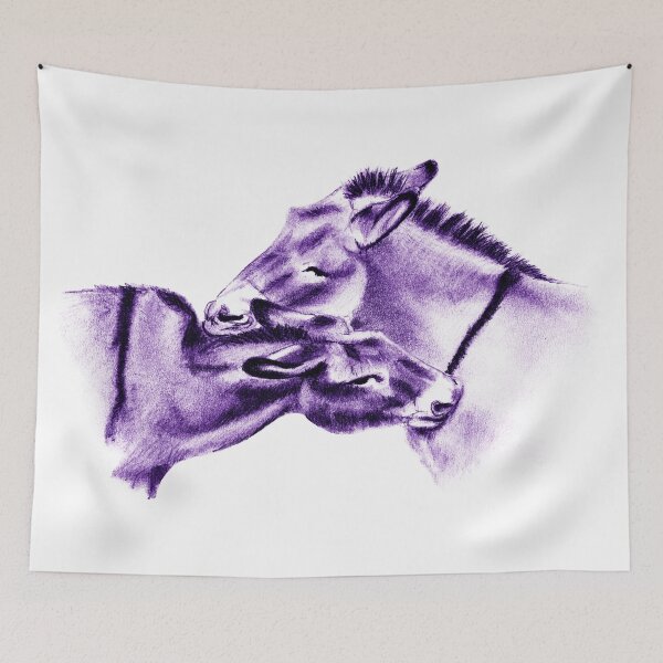 Item preview, Drawing of two donkeys scratching each other - purple and blue colored version designed and sold by SylvieG18.