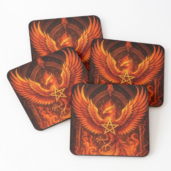 Item preview, ✶ The Phoenix of the First Flame - Gothic Fire Pentagram Pagan Visionary Art designed and sold by ascentphenix.