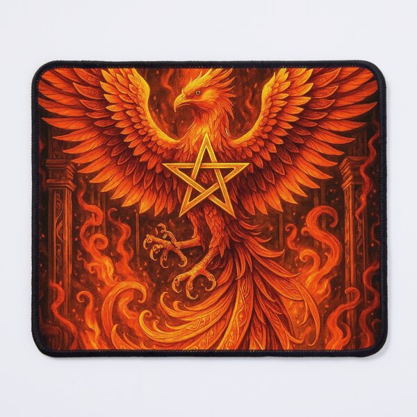 Item preview, ✶ The Phoenix of the First Flame - Gothic Fire Pentagram Pagan Visionary Art designed and sold by ascentphenix.