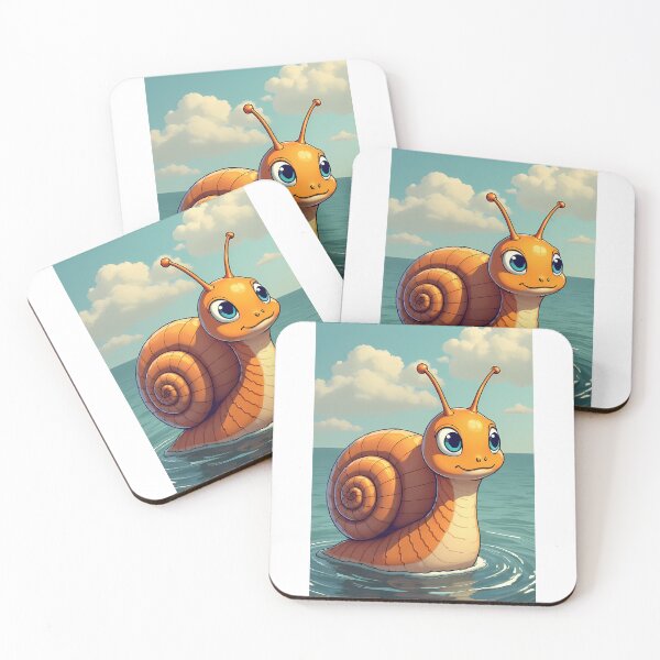 Item preview, Cute cartoonish snail in blue water designed and sold by Mianku | Für das Leben.