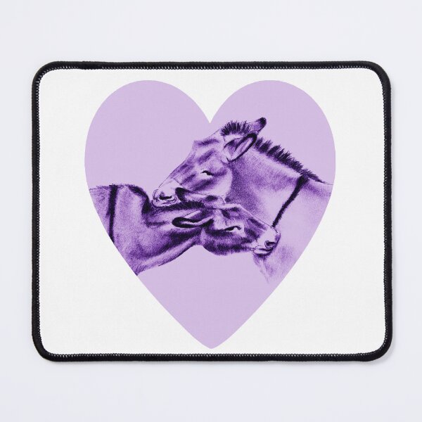 Item preview, Drawing of two donkeys scratching each other inside a heart - purple and blue colored version designed and sold by SylvieG18.