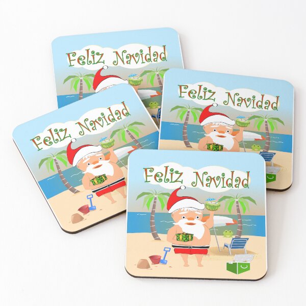 Item preview, Feliz Navidad Santa en la playa con bebida de coco - Merry Christmas Santa at the beach designed and sold by Verle-art.