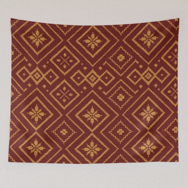 Item preview, Luxury Thai Geometric Pattern – Red & Gold Traditional Fabric Design | Seamless Thai Textile Art designed and sold by Sksticker991.