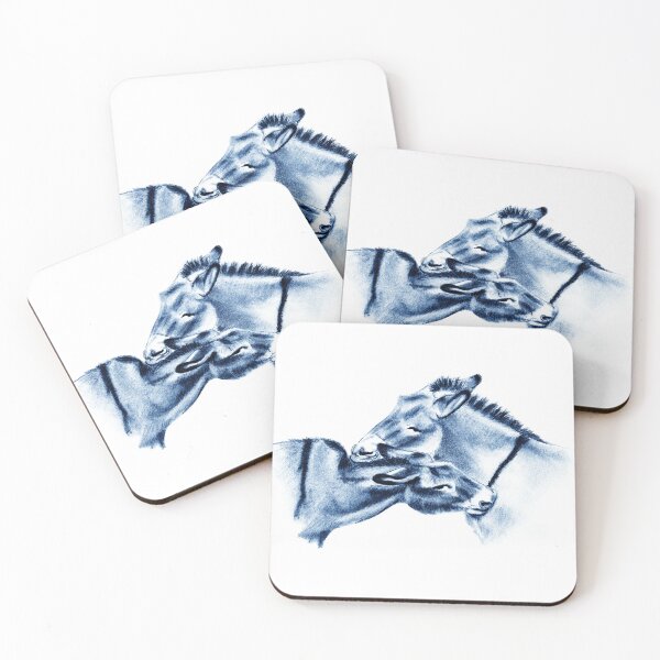 Item preview, Drawing of two donkeys scratching each other - blue colored version designed and sold by SylvieG18.
