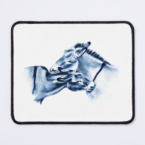 Item preview, Drawing of two donkeys scratching each other - blue colored version designed and sold by SylvieG18.