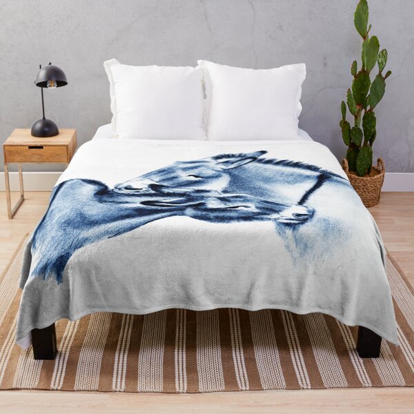 Item preview, Drawing of two donkeys scratching each other - blue colored version designed and sold by SylvieG18.