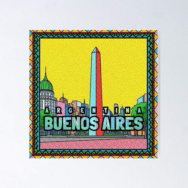 Item preview, Vibrant Buenos Aires Obelisco City Skyline Illustration designed and sold by KiwiRider.