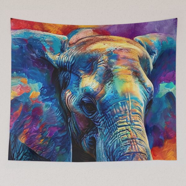 Artikelvorschau, Farbenfroher Elefant im expressiven Kunststil entworfen und verkauft von Mianku | Für das Leben.