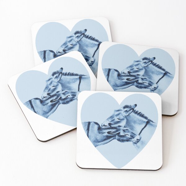 Item preview, Drawing of two donkeys scratching each other inside a heart - blue colored version designed and sold by SylvieG18.