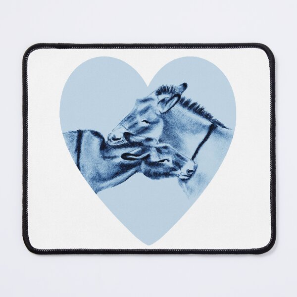 Item preview, Drawing of two donkeys scratching each other inside a heart - blue colored version designed and sold by SylvieG18.