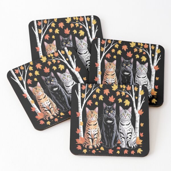 Item preview, Three Cute Cats Maple Leaf Falling Fall Cat designed and sold by SignaturalGen.