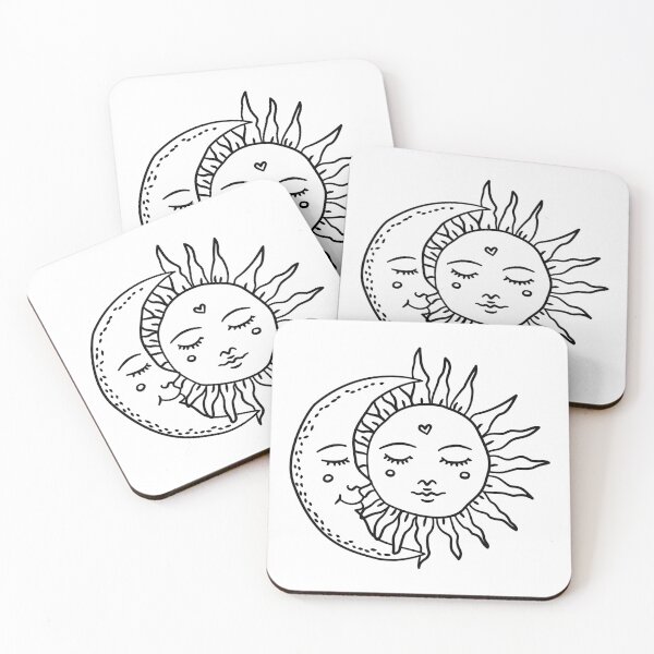 Item preview, Celestial Harmony – Sleeping Sun and Moon Line Art designed and sold by littleflabby.