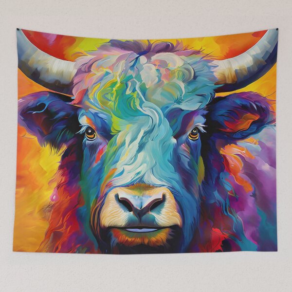 Item preview, Colorful yak portrait in an abstract style designed and sold by Mianku | Für das Leben.