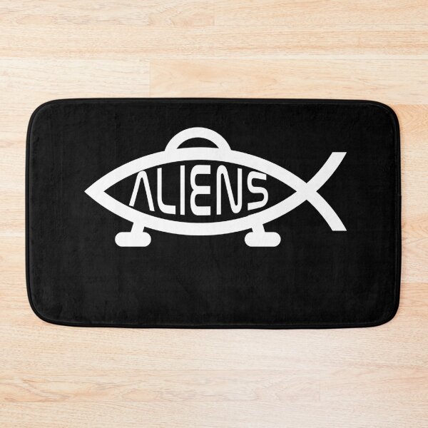 Item preview, Funny Nerdy Aliens Fish Symbol with Legs Sci-Fi Fan Skeptic White Text designed and sold by MathWare MathClips.