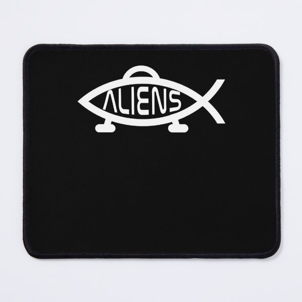Item preview, Funny Nerdy Aliens Fish Symbol with Legs Sci-Fi Fan Skeptic White Text designed and sold by MathWare MathClips.