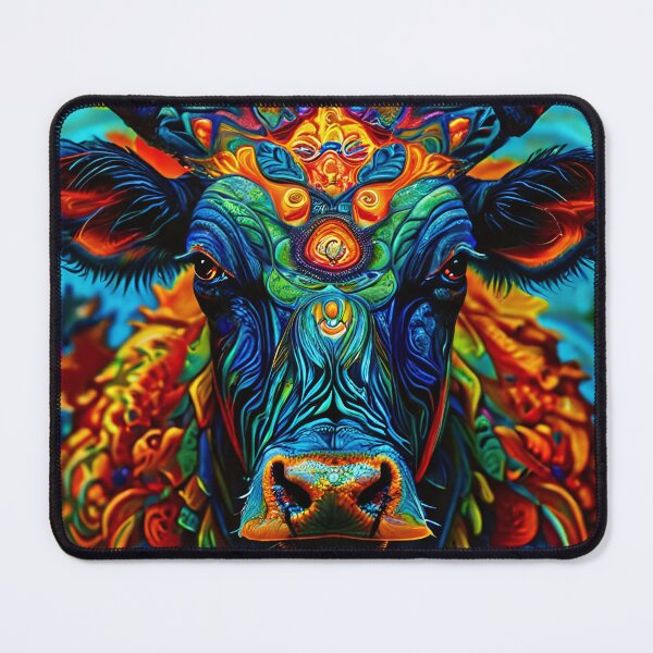 Item preview, Psychedelic cow in vibrant colors designed and sold by Mianku | Für das Leben.
