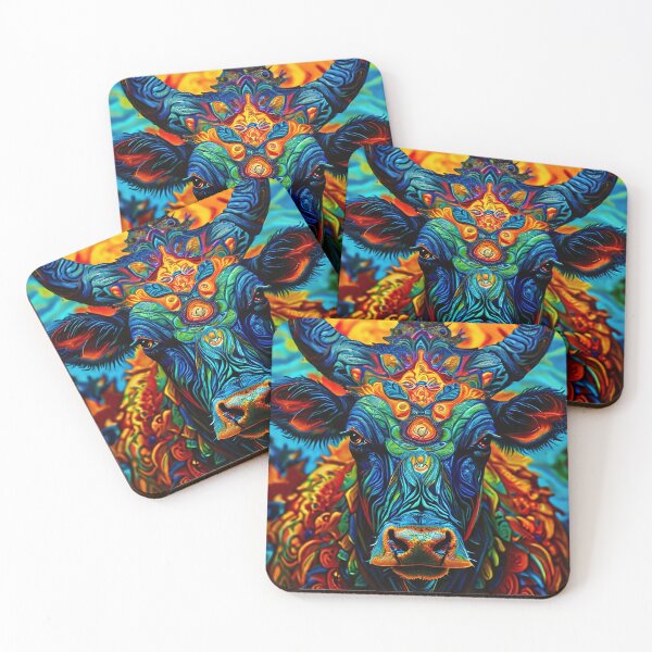 Item preview, Psychedelic cow in vibrant colors designed and sold by Mianku | Für das Leben.