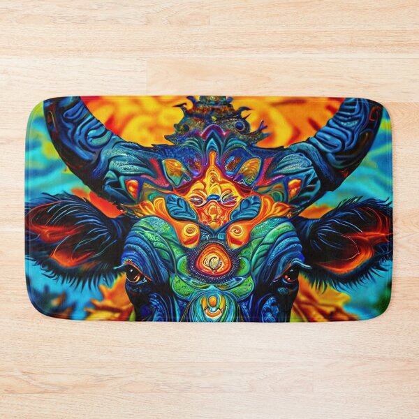 Item preview, Psychedelic cow in vibrant colors designed and sold by Mianku | Für das Leben.