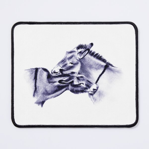 Item preview, Drawing of two donkeys scratching each other - navy blue colored version designed and sold by SylvieG18.