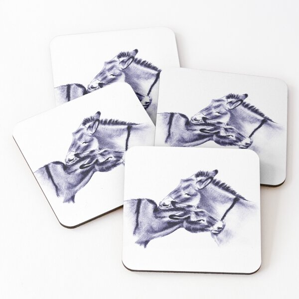 Item preview, Drawing of two donkeys scratching each other - navy blue colored version designed and sold by SylvieG18.