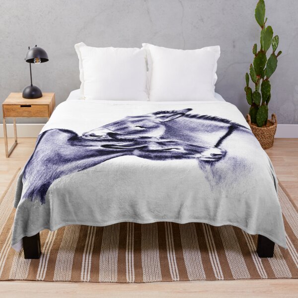 Item preview, Drawing of two donkeys scratching each other - navy blue colored version designed and sold by SylvieG18.