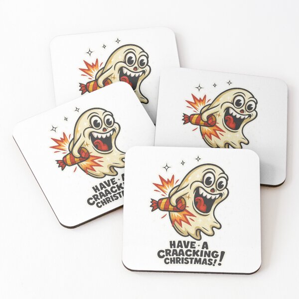 Item preview, Have a Cracking Christmas Ghost Sticker – Crazy Cute Holiday Ghost Cartoon Art designed and sold by Gurjeetpixelart.