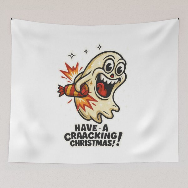 Item preview, Have a Cracking Christmas Ghost Sticker – Crazy Cute Holiday Ghost Cartoon Art designed and sold by Gurjeetpixelart.