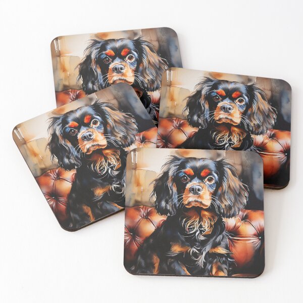 Item preview, Royal Cavalier Spaniel on leather sofa designed and sold by Mianku | Für das Leben.