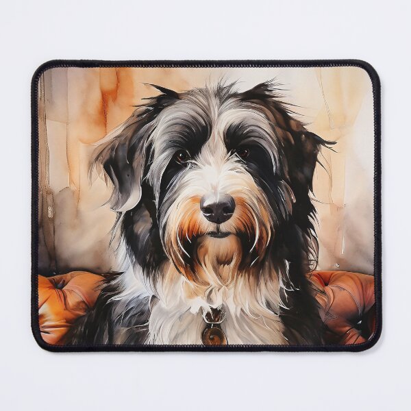 Item preview, Bearded Collie relaxing on a luxurious leather couch designed and sold by Mianku | Für das Leben.
