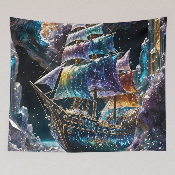 Item preview, Crystalline sailing ship in the cosmic ocean. designed and sold by Mianku | Für das Leben.