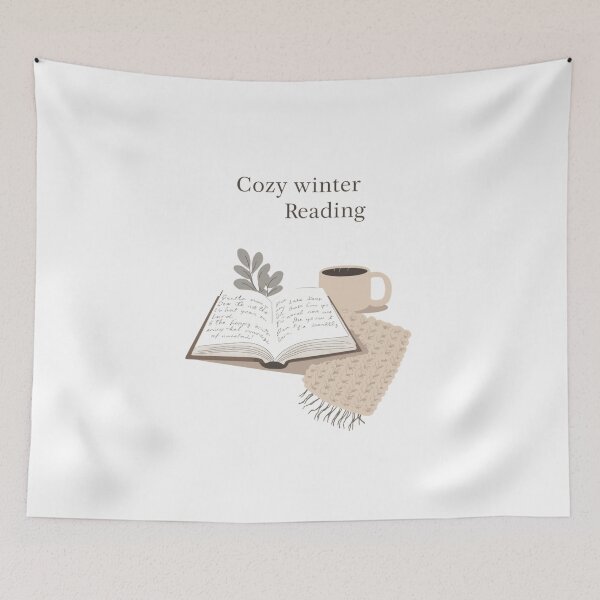 Item preview, Cozy winter reading, books lovers, Minimalist winter illustration designed and sold by YvkafromPoland.