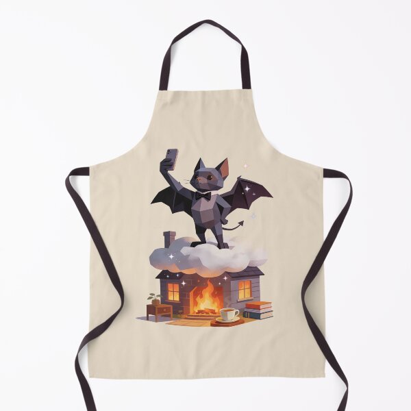 Item preview, Cozy Geometric Bat Demon Selfie: Low Poly Whimsical Imp on Chimney Cloud Fireplace Illustration designed and sold by Cherrydora.