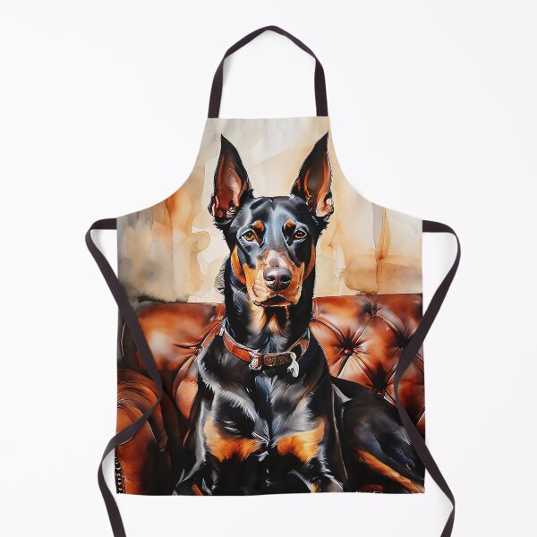 Item preview, Doberman on a leather sofa in watercolor designed and sold by Mianku | Für das Leben.