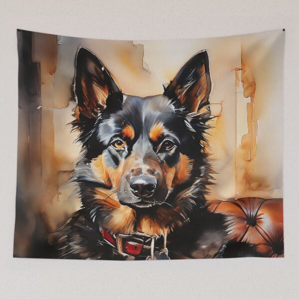 Item preview, Majestic dog on a luxurious leather couch designed and sold by Mianku | Für das Leben.