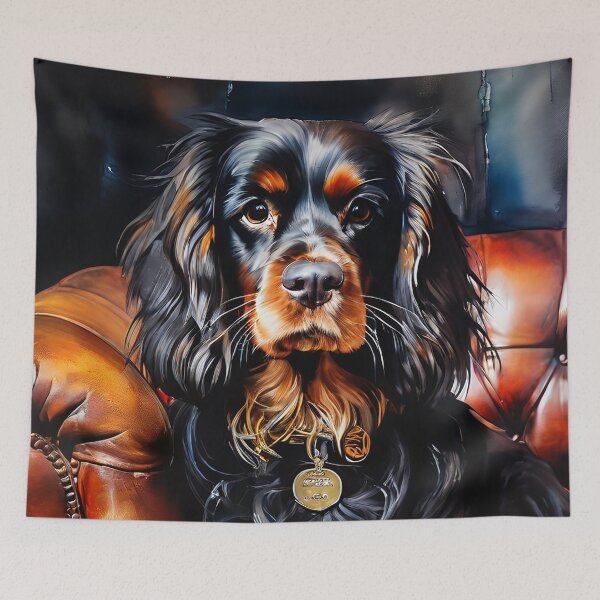 Item preview, Dog on leather armchair painting designed and sold by Mianku | Für das Leben.