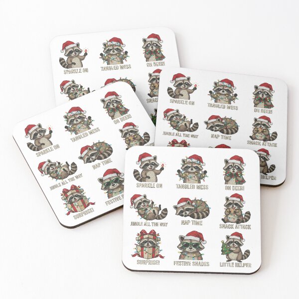 Item preview, Funny Christmas Raccoon Festive Shades Sticker Pack for Holiday Lover designed and sold by chattsuede.