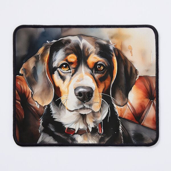 Item preview, Entlebucher Mountain Dog portrait on a leather couch designed and sold by Mianku | Für das Leben.