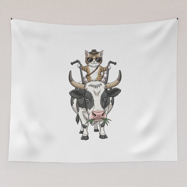 Item preview, The Cow-Boy Cat: Cool Feline Rider on a Dairy Steed designed and sold by Mido-artister.