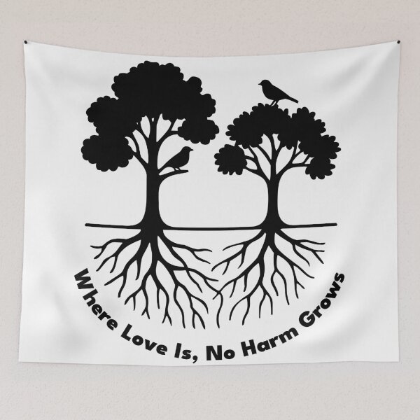 Item preview, Where Love Is, No Harm Grows – Minimalist Tree & Roots Design designed and sold by House-of-Waliya.