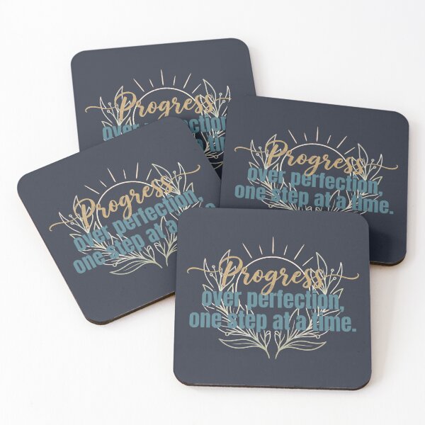 Item preview, Progress Over Perfection — “One Step at a Time” • Motivational Floral Typography designed and sold by Afridi Art House.