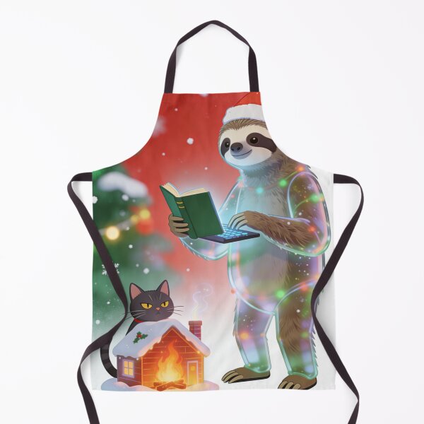 Item preview, Funny Christmas Sloth Reading Art | Festive Holiday Digital Glow with Grumpy Cat designed and sold by Cherrydora.