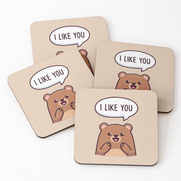 Item preview, I Like You Bear Design with Speech Bubble and Cute Cartoon Expression designed and sold by SplashTastic.