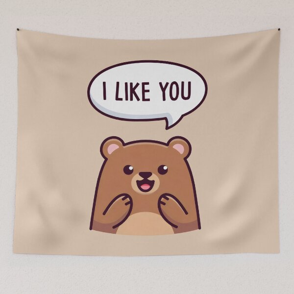 Item preview, I Like You Bear Design with Speech Bubble and Cute Cartoon Expression designed and sold by SplashTastic.