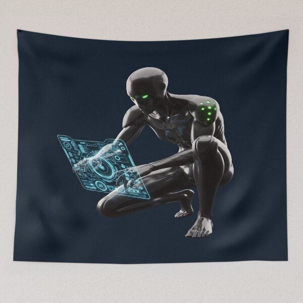 Item preview, Futuristic Black Humanoid Android  designed and sold by Dakson Design - Fantasy Art.