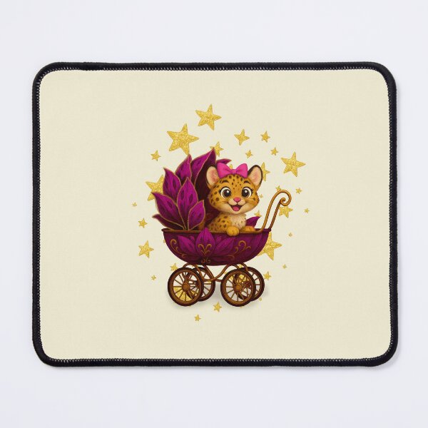 Item preview, "Fantasy Baby Carriage • Golden Lotus & Leopard" designed and sold by SeseDesign.