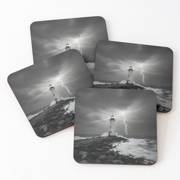 Item preview, LONELY LIGHTNING LIGHTHOUSE AT THE STORMY SEASIDE ocean navigation ocean exploration sailing ships navigate avoid shipwrecks huge waves rough seas designed and sold by Jt41.