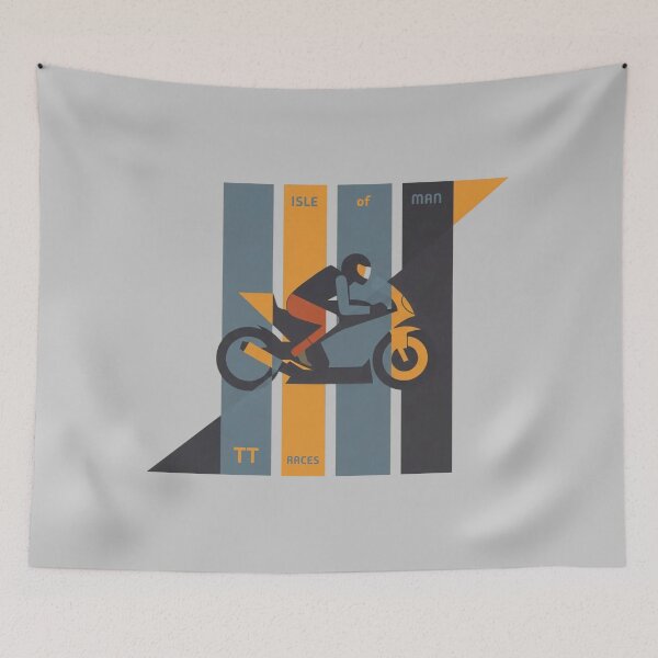 Item preview, Isle of Man TT Races Retro Geometric Motorcycle Poster designed and sold by KiwiRider.