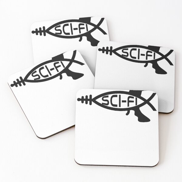 Item preview, Funny Nerdy Sci-Fi Raygun Fish Symbol Science Fiction Fan Skeptic Black Text designed and sold by MathWare MathClips.